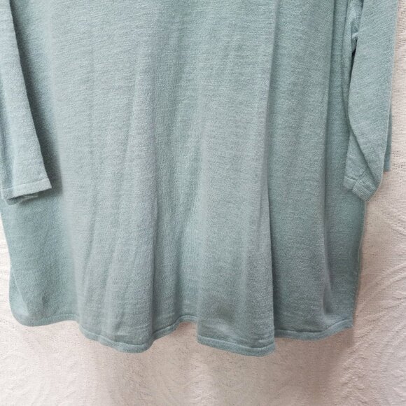J. Jill Dusty Aqua Color Linen/Cotton 3/4 Sleeve Crew Neck Shirt 2XL (T-372) - Picture 3 of 7